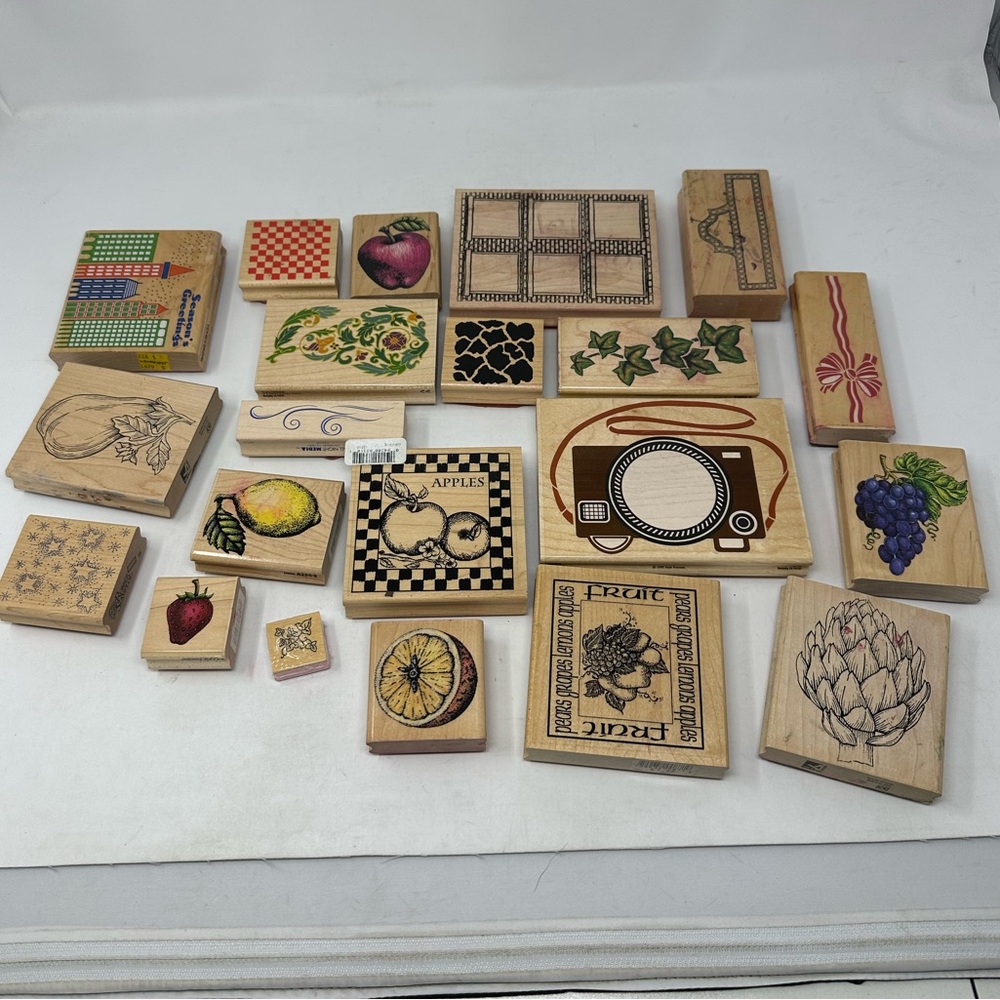 Lot Of 21 Misc. Wood Mount Rubber Stampede Stamps Y1